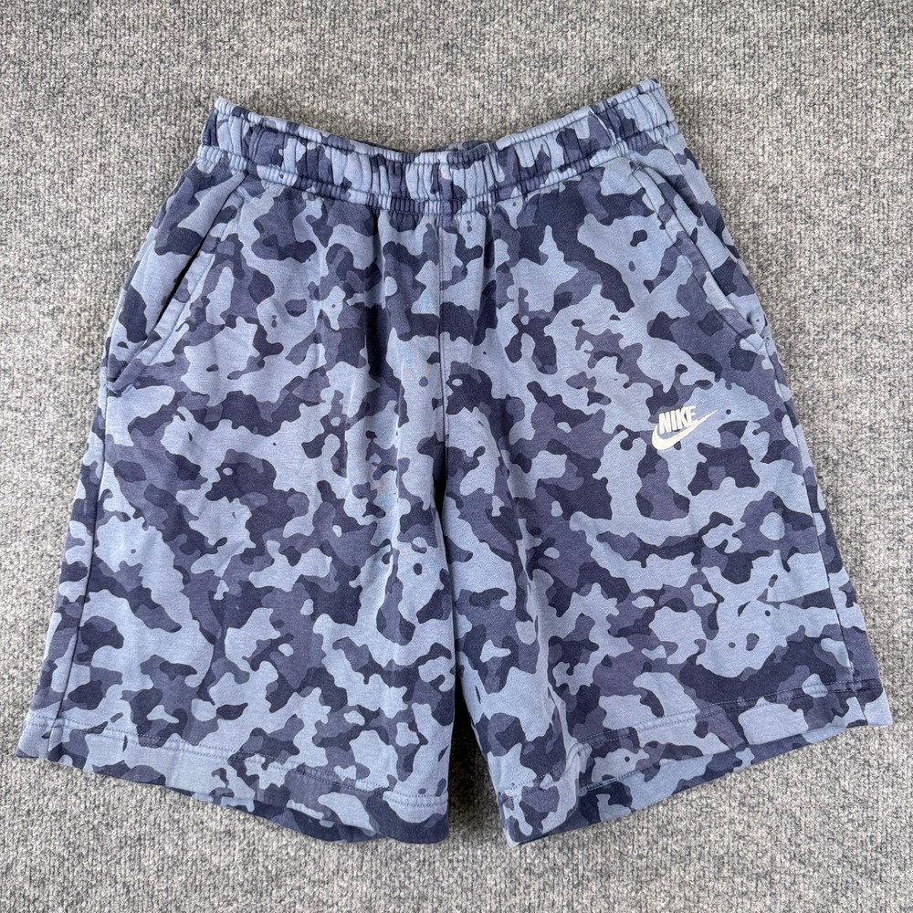 Nike Sportswear Club Fleece Camo Shorts Mens S Blue Gray Drawstring DA0057